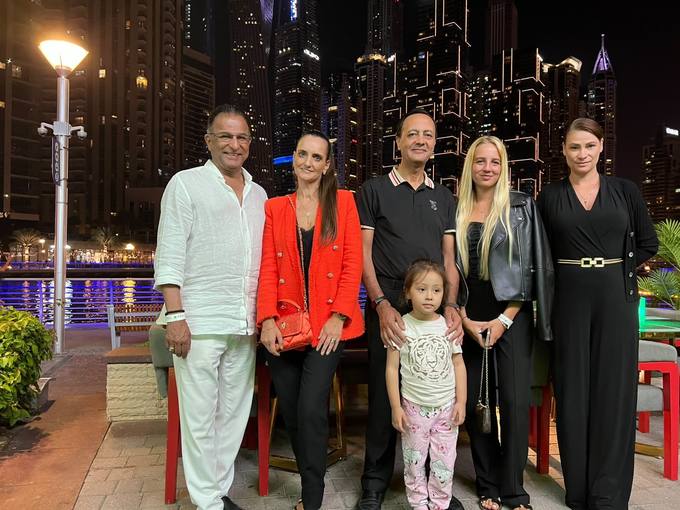 With family and friends, Dubai Marina