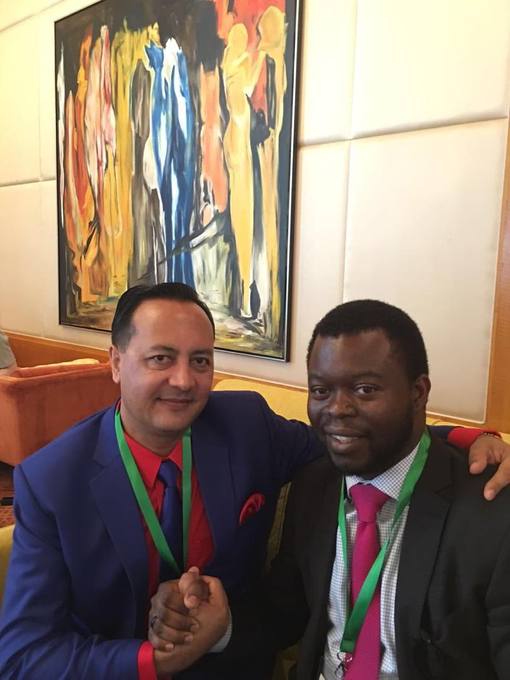 With a delegate at an international business forum